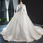 Long Sleeves White Long Sleeves Princess Wedding Dresses Beading Bridal Gowns