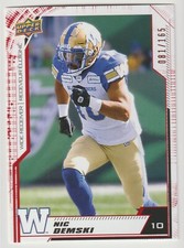 2020 UD CFL Nic Demski Card #69 RED Winnipeg Blue Bombers 081/165 Manitoba