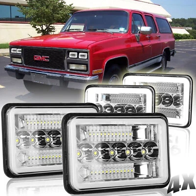 4X 4X6" Headlights Kit Hi/Lo H4668 For Chevrolet R2500 C10 Suburban 1989 - 1991 - Image 1 of 4