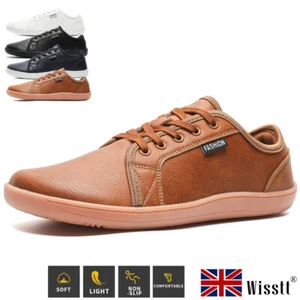 Mens Wide Barefoot Shoes Leather Sneakers Zero Drop Trainers Waterproof Sports C - Picture 1 of 61