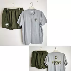 Soffe Shirt & Shorts Set Adult XXL Strenuous Life Do Hard Things Logos - Picture 1 of 16