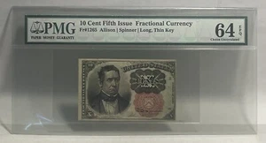 Fr 1265 5th Issue 10c Fract. Currency PMG 64 Choice Uncirculated Long, Thin Key - Picture 1 of 24
