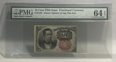 Fr 1265 5th Issue 10c Fract. Currency  PMG 64 Choice Uncirculated Long, Thin Key - Image 1 of 4