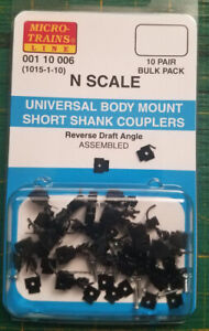 N MICRO TRAINS  001 10 006 1015-1-10 Universal Body Mount Sh Shank Couplers