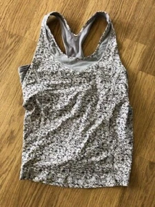 LULULEMON ~ Gray Floral Athletic Racer Back Tank Top w/Built-in Bra (XS) - Picture 1 of 1