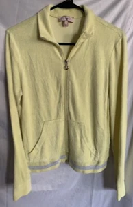 Juicy Couture Women's Jacket Zip Up Size L Yellow Fairfax Mock Neck Silver Trim - Picture 1 of 6