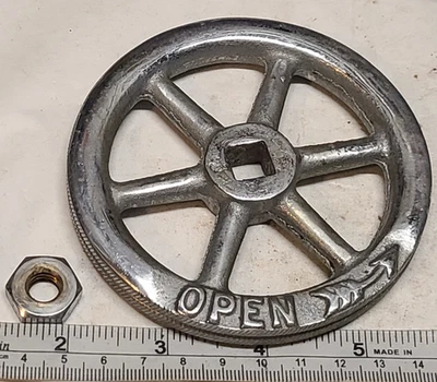 Botão de válvula steampunk vintage cromado latão válvula de incêndio roda manual - Imagem 1 de 4