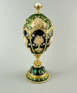 Portagioie Petroika Larissa Toscano uovo gioiello con cerniera tono verde/oro vintage 6,5" - Foto 1 di 12