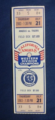 7/21/83 July 21 1983 Tigers Vs Angels Ticket Stub Reggie Jackson Hit #2,155 - Image 1 of 4