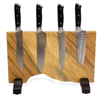 XL Magnetic Knife Block Double Sided Artisan-Finished Pine Wood Stand Strong ... - Image 1 of 4