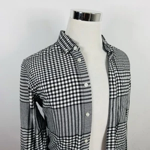 Obey Worldwide Small Thick Cotton Flannel Black White Plaid Button Down - Picture 1 of 5