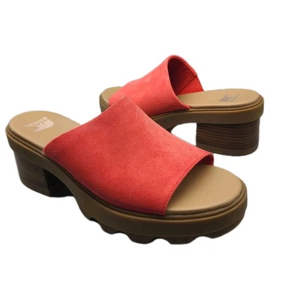 Sandalias Sorel Joanie Plataforma Resistente Tacón Deslizable Mujer Rojo/Goma Gamuza talla 10 NUEVAS Foto 1 de 4