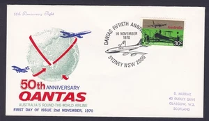1970 50th ANNIVERSARY QANTAS DECIMAL STAMP FLIGHT COVER #Q3 - Bild 1 von 1