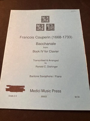 Francois Couperin Bacchanale Baritone Sax & Piano Medici Music Press Book - Image 1 of 3
