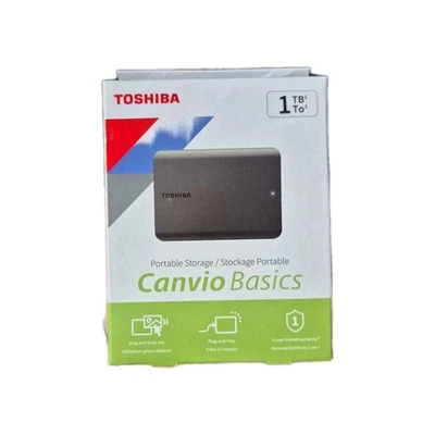 Toshiba Canvio Basics 1TB Portable External Drive NEW SEALED - Image 1 of 3