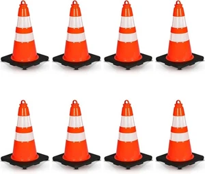 Pyle 18" PVC Cone - 8 Pieces High Visibility Structurally Stable (Orange) - Picture 1 of 9