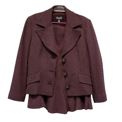 De colección D&G Mujer Traje Chaqueta y Falda Lana Tweed Joyas Botones Hecho en Italia Foto 1 de 4