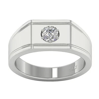 SI1 G 0.25 Ct Men's Engagement Real Diamond Ring 14K Solid Yellow Gold 8.95 mm - Image 1 of 4