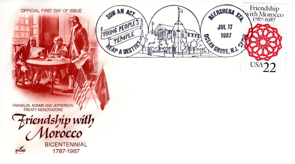 YOUNG PEOPLES TEMPLE, BEERSHEBA STATION,  OCEAN GROVE, NJ  1987 FDC17064 - Image 1 of 1