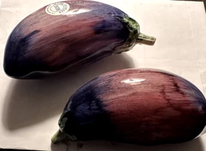 Vintage Italienische Vietri Stil Aubergine Keramik Lila Kunstkeramik 2 Stück - Bild 1 von 2