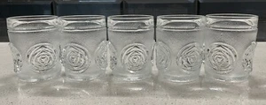 Rose Design Cut Glass Drinking Glasses set of 5 Charles Rennie Mackintosh Style - Foto 1 di 12