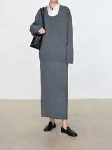 Nuovo abito a maglia Designer 100% lana grigio + abito abbinato maglione taglia M $1780 - Foto 1 di 6