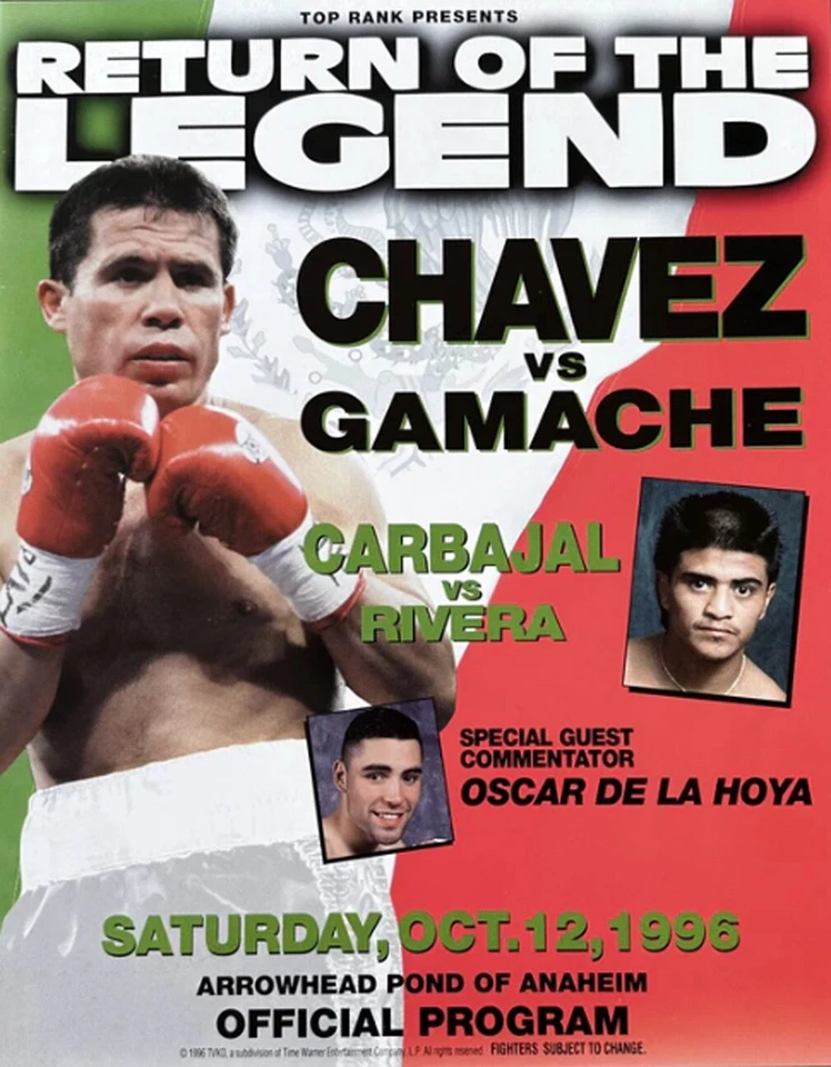 Vintage Original Julio Cesar Chavez vs Joey Gamache Boxing Fight Program - Image 1 of 1