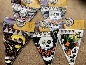 5x Banner Banner Vintage Halloween Anni '90 Decorazioni Banner Lunghezza Totale 20m - Foto 1 di 5