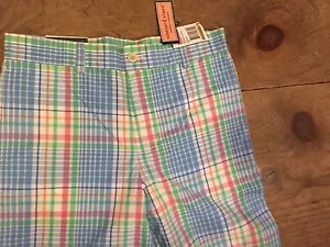  VINEYARDS VINES Size 14 CLASSIC FIT Plaid Club SHORTS Ocean Breeze NWT - Picture 1 of 7