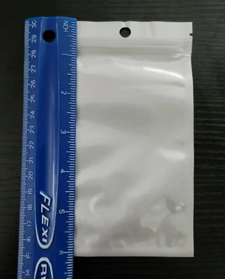 50Pc Premium White/Clear Zipper Plastic Package Bags, Hang Hole (3.5" x 6.3") - Image 1 of 4