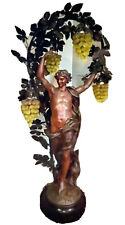 Antique Art Nouveau Nude Male Bacchus French Figural Statue Spelter Lamp 52”