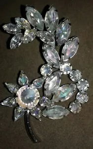Vintage Art Deco Strass Brosche, Aurora Borealis/Marquis? Klar irisierend - Bild 1 von 3