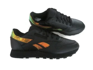 BNIB Reebok Classic Running Black Leather Sneaker Shoes Sports Snake Size 8 - Bild 1 von 8