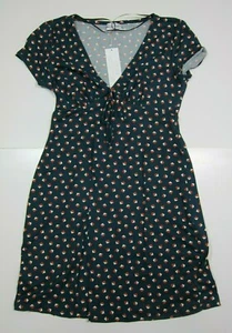 NWT Urban Outfitters Green Orange Geometric Stretch V-Neck Dress Women Small  - Picture 1 of 10