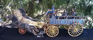 Antique Circa 1900 - 1930 Cast Iron Horse Drawn FIRE PATROL Engine Truck Toy - Picture 1 of 19