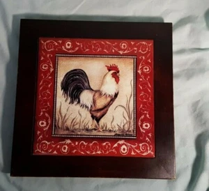 Gallo in piastrelle - arte da parete con cornice - decorazione 8" x 8" - Foto 1 di 6