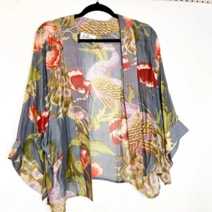 ONE HUNDRED STARS | Kew Gardens Aqua Floral Kimono - Picture 1 of 3