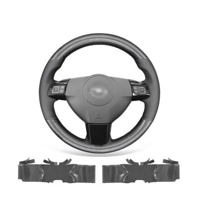 Cubierta de volante de coche de fibra de carbono PU de cuero cosido a mano para Saturn Astra Foto 1 de 4