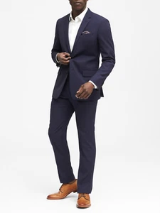 Banana Republic $398.00 Standard Pinstripe Italian Wool Blend Blazer 40S Navy - Picture 1 of 4