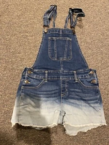 Justice Store Denim Jean Dip Dyed Distressed Cutoff Shorts Shortalls LN 14 - Picture 1 of 3