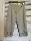 CHRISTOPHER & BANKS Women's Size 8 Pants Khakis Chinos Embroidered Crop Capris