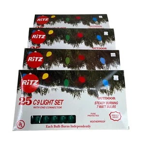 Vintage Ritz Retro C9 Christmas Green Outdoor String Lights NIB - Picture 1 of 7