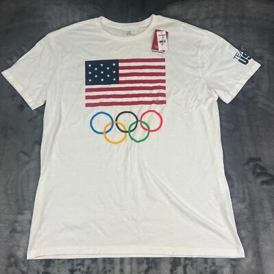 US Olympics T Shirt Short Sleeve Mens XL White Flag Team USA Express NWT - Image 1 of 4