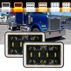 2X DOT Approved 4x6''LED Headlights Beam DRL for Peterbilt Kenworth Freightliner - Picture 1 of 12