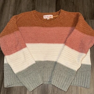 Pink Republic Girls' Textured Knit Strips Sweater Size XL - Picture 1 of 4