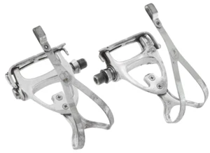 Campagnolo C-Record Platform Road Pedals XL Chrome Toe Clips 9/16" Vintage Track - Picture 1 of 8
