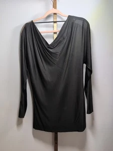Túnica Donna Karan Negra Manga Larga Drapeada Frontal Elastizada Talla Pequeña NUEVA - Imagen 1 de 9