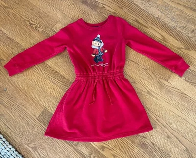 Polo Ralph Lauren Girls Polo Bear Sweatshirt Dress size 6 Red Winter Preppy - Image 1 of 4