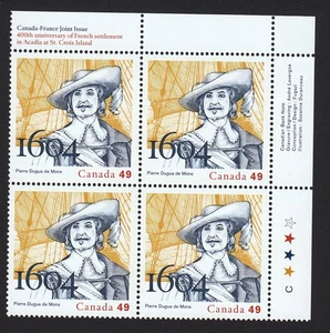 400 Years of FRENCH SETTLEMENT, DUGUA Canada 2004 #2044 MNH UR PLATE BLOCK of 4 - Bild 1 von 1