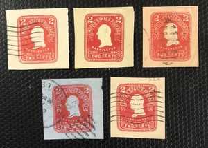 United States Postal Cut Square U385-W389 Complete 2 Cent Set - Picture 1 of 3